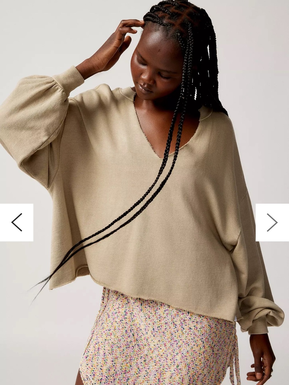 NWT Urban Outfitters Out From Under Pullover Notch Taupe Sweatshirt Size XS